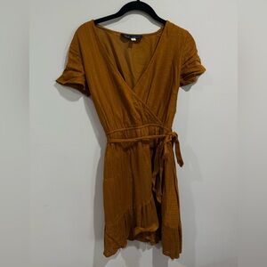 Blue Rain Rust Mini Wrap Dress